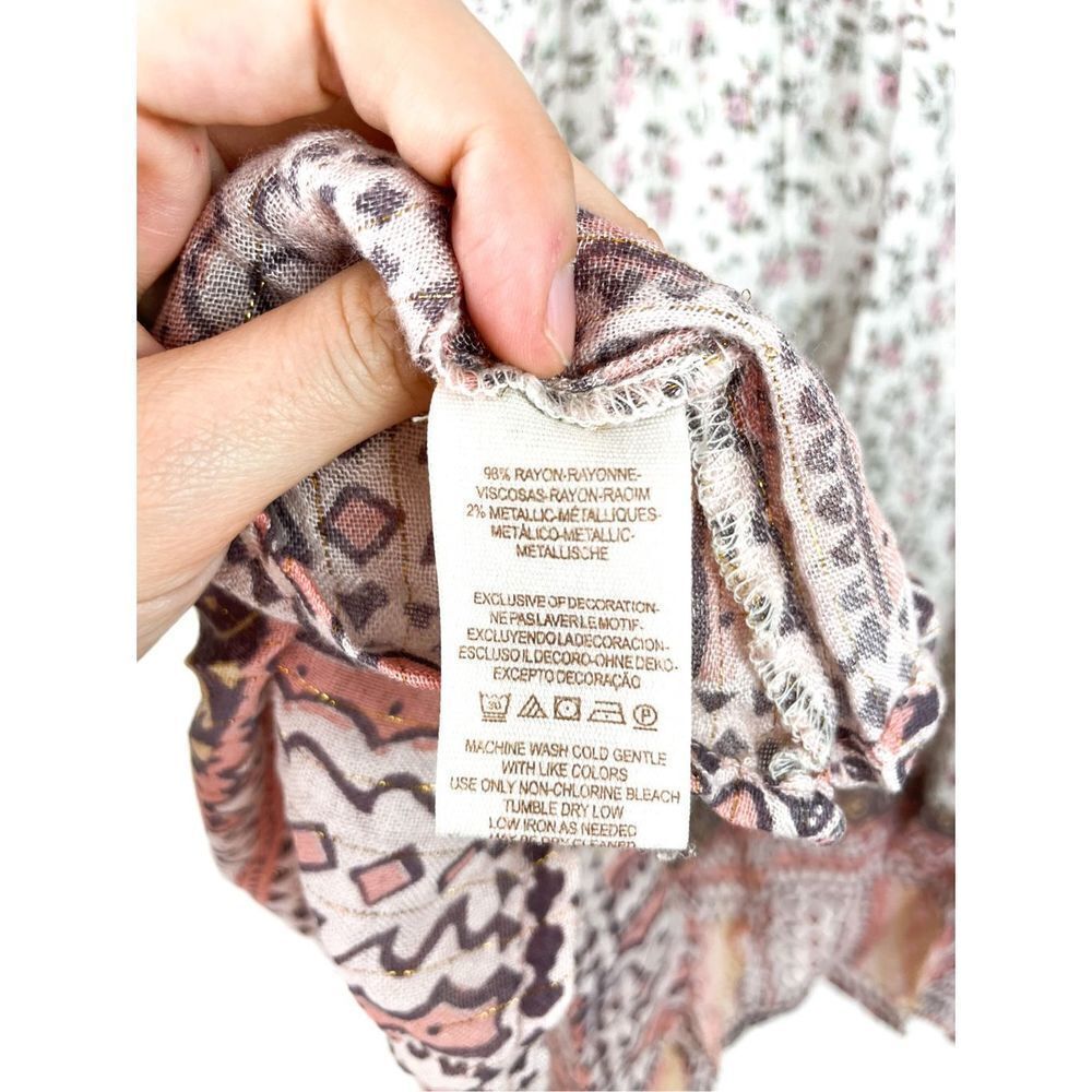 Free People Dream Lover Tunic Boho Peasant Tassel Long Sleeve Blouse with Floral - Picture 13 of 16